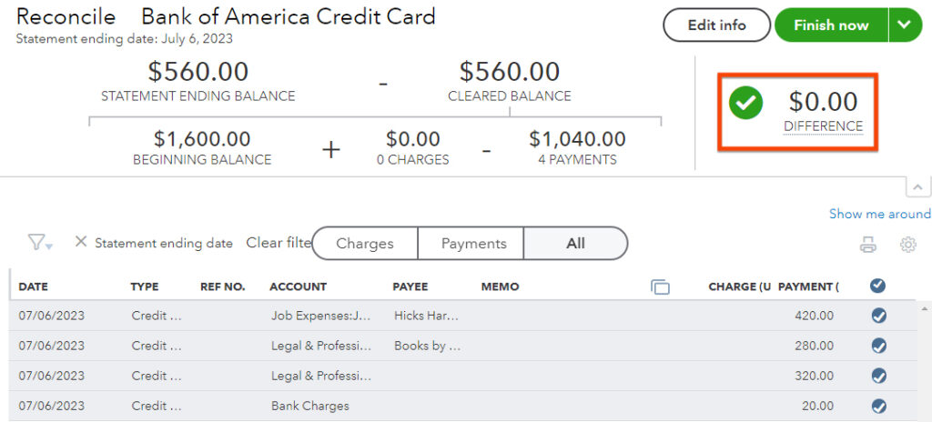 How To Reconcile Credit Card Accounts In Quickbooks Online 8267