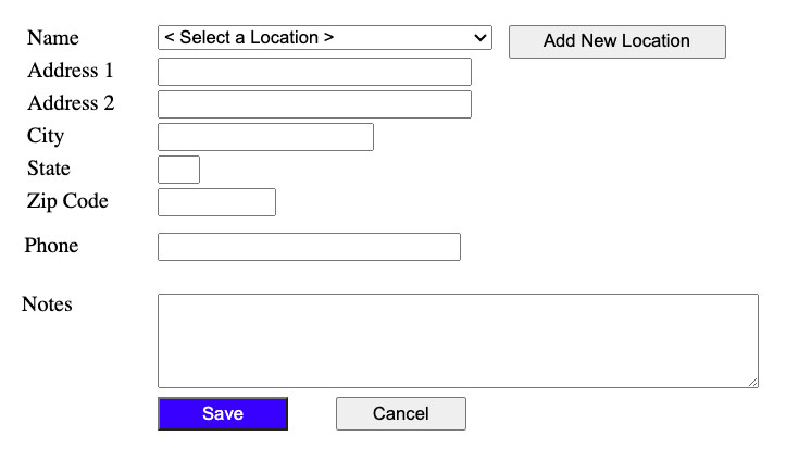 Screen where you can add a new location in RAMA Logistics Software.