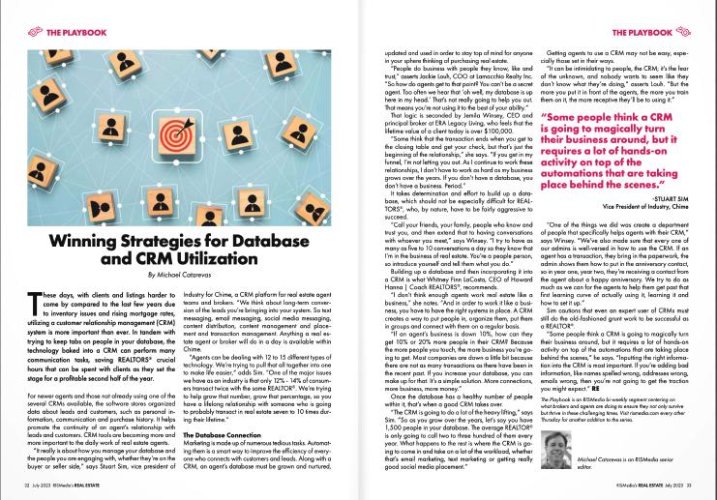 RISmedia magazine showing article titled, "Winning strategies for database and CRM utilization".