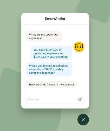 A SmartAssist chat window showing a conversation between the chatbot and a customer.