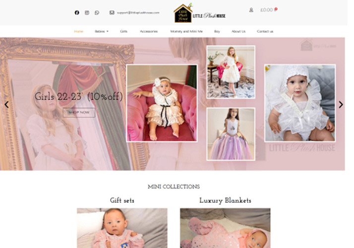Sample website for a children's clothing business designed by SEO Discovery.