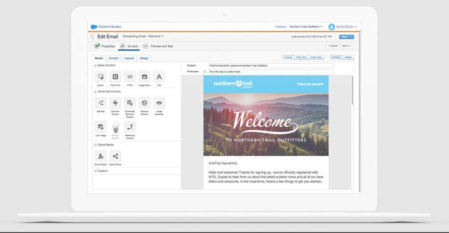 Salesforce's email content editor.