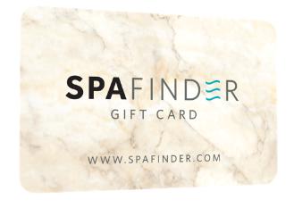 A spa gift card featuring a beige marble design on the front.