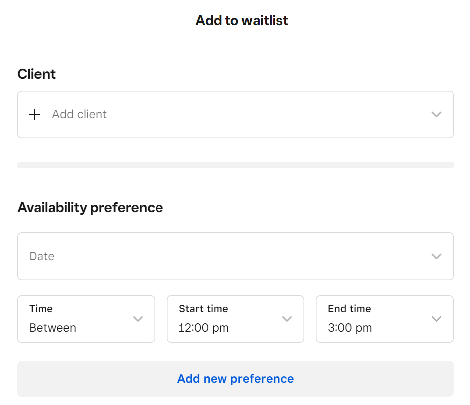 Square Appointments waitlist screen.