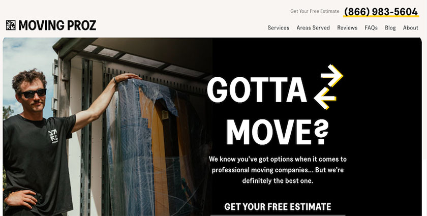 Sample website for a moving business designed by Straight North.
