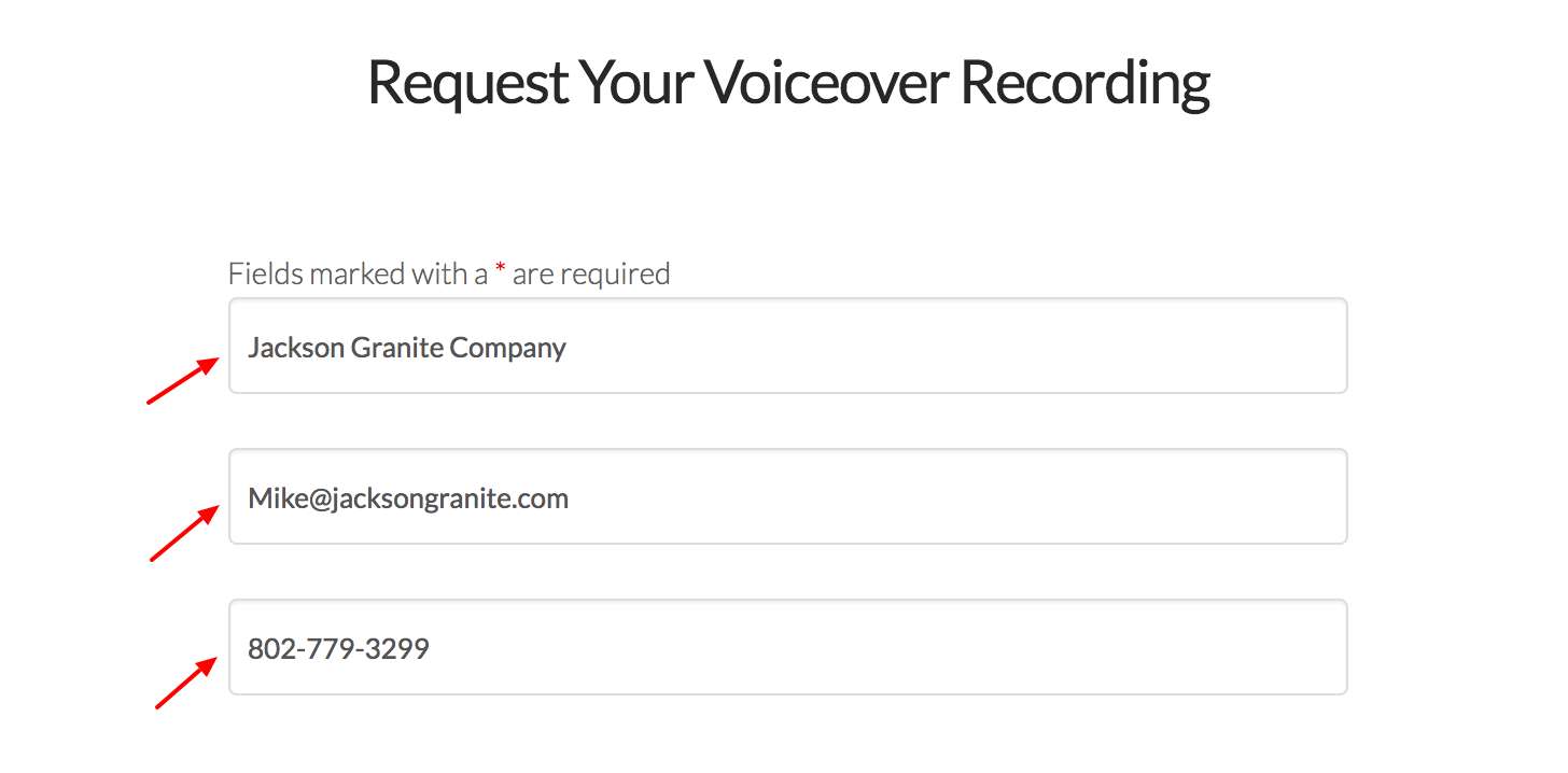  A screenshot of Talkroute's voice studio recording feature.