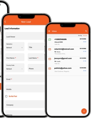 Viewing a lead and inbox in TigerLRM mobile.