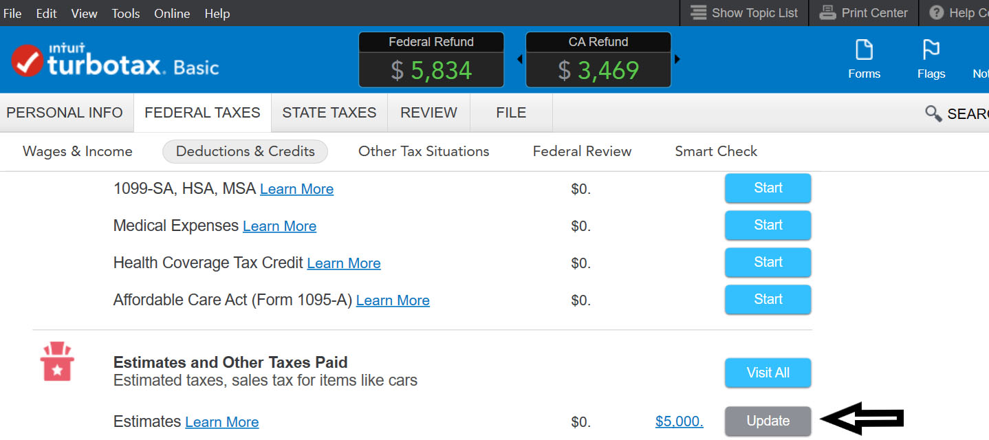 Image of TurboTax Desktop that shows the input screen.