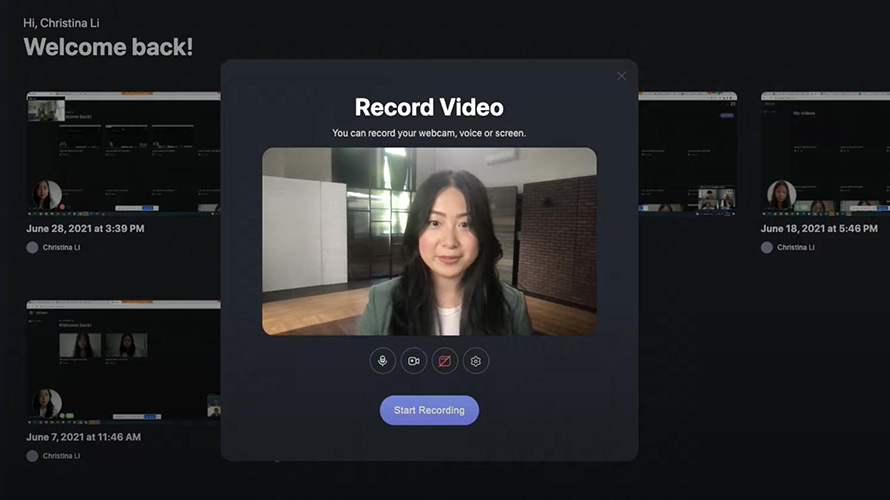 A screenshot of how to record a video message via Vidcast.