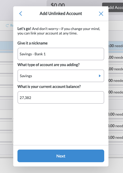 Image showing how to add a bank account without linking it electronically.