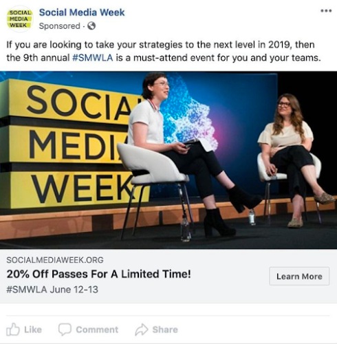 Facebook advertising with online event.