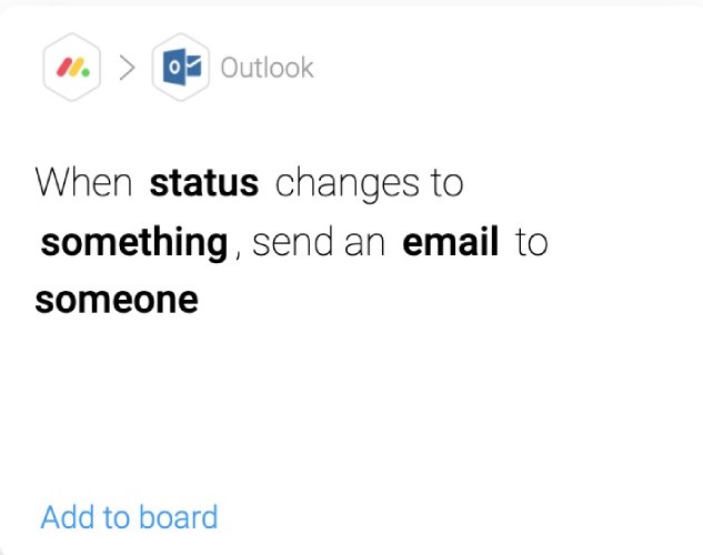 Managing an automation for Outlook in monday Sales CRM.