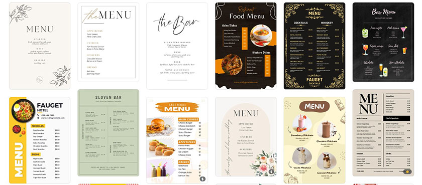 Canva menu templates.