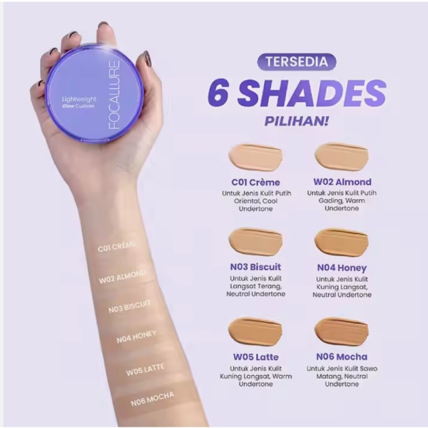 Glow cushion makeup foundation six shades.