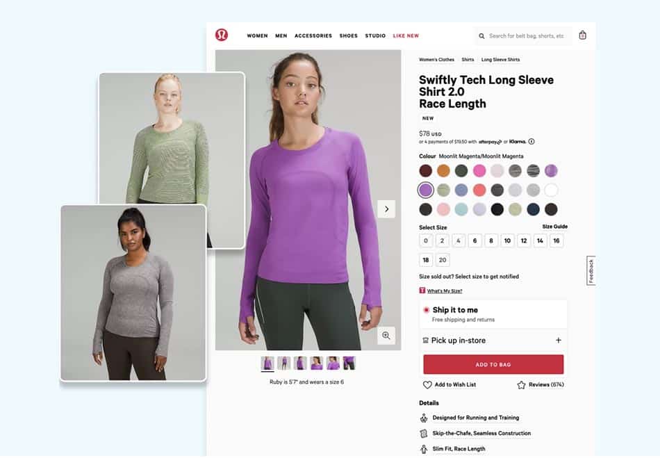 Lululemon product detail page.