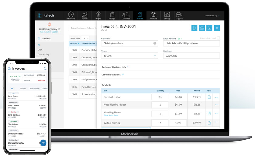 The POS app also has an invoicing feature that allows you to create, send, track, and manage invoices.