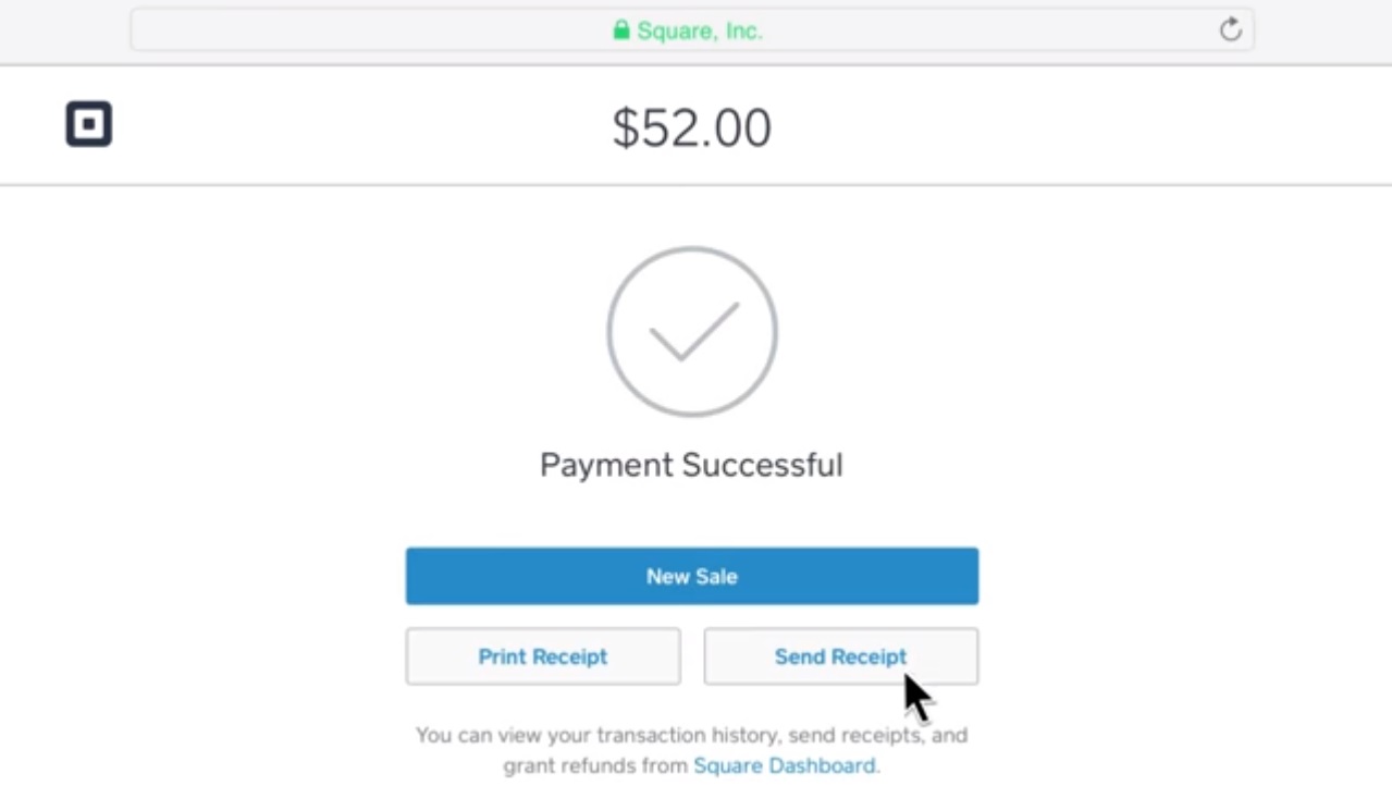 Square Virtual Terminal receipt page