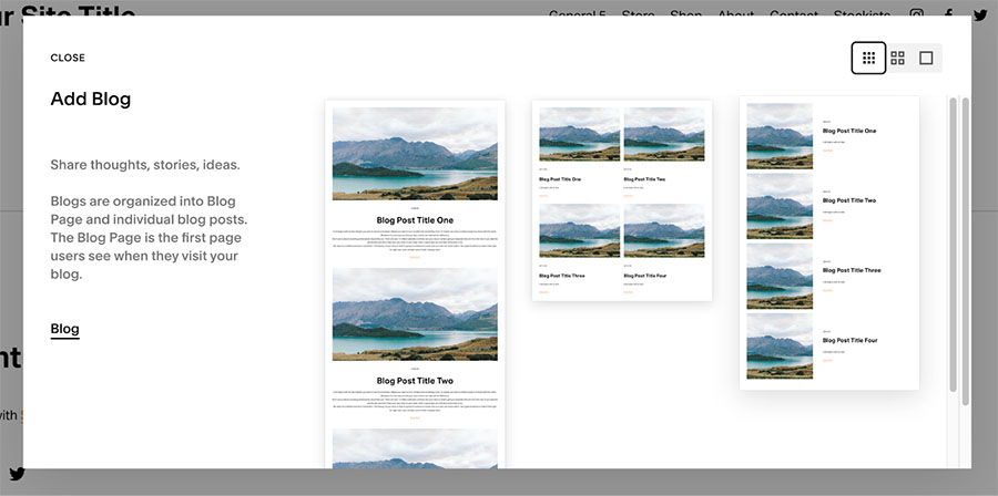 Squarespace blog layout styles.