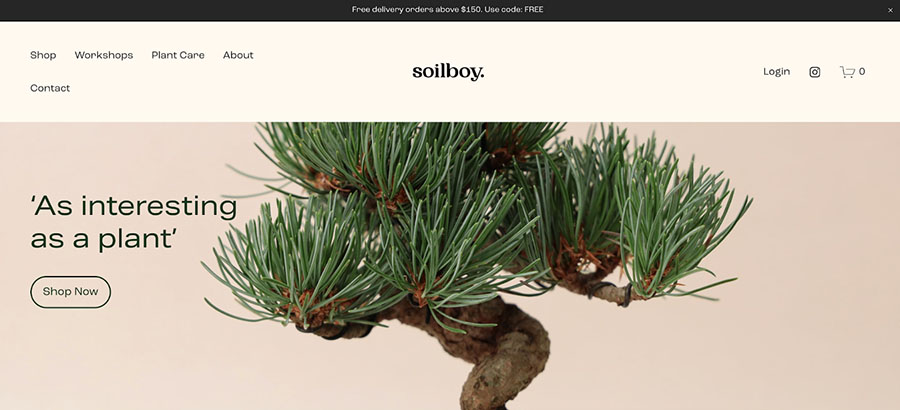 Squarespace online store example Soilboy.