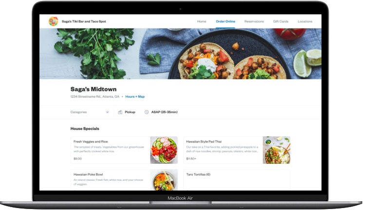 The talech Online Ordering allows customers to create a branded website for online selling and order management.
