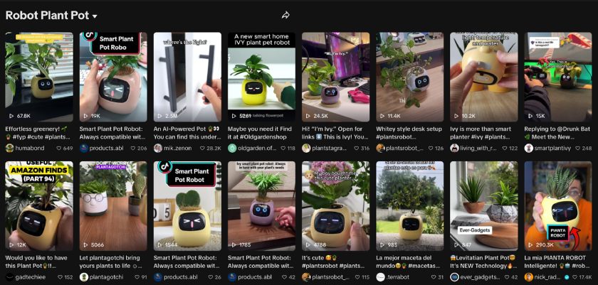 TikTok posts about smart robot plant pot