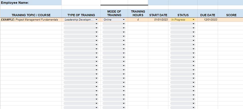 Employee Training Plan Template