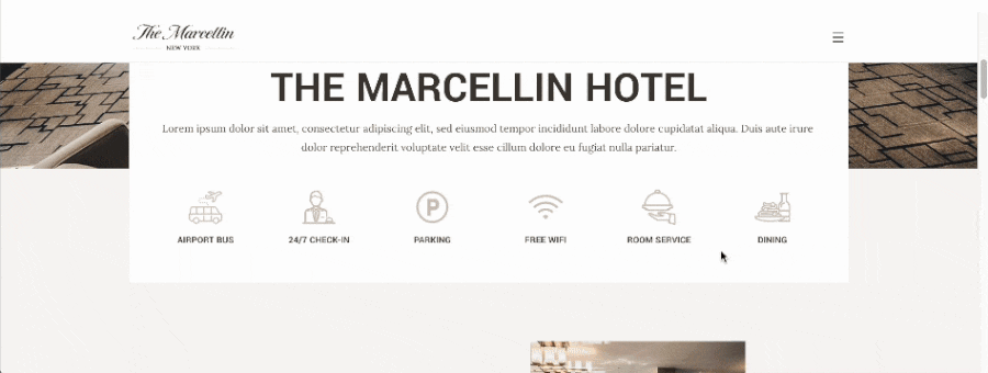 A sample website template for the hospitality industry designed by Web.com.