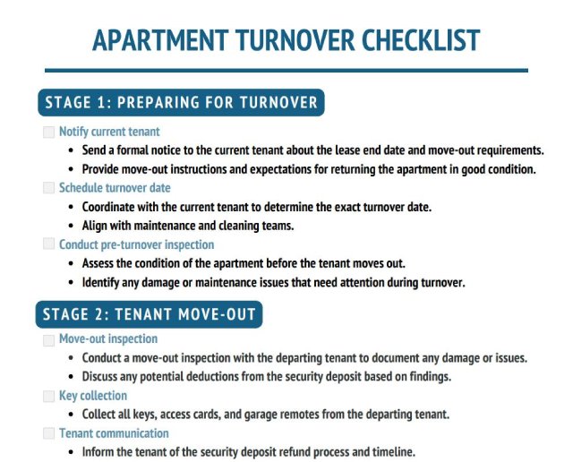 Preview Apartment Turnover Checklist template.