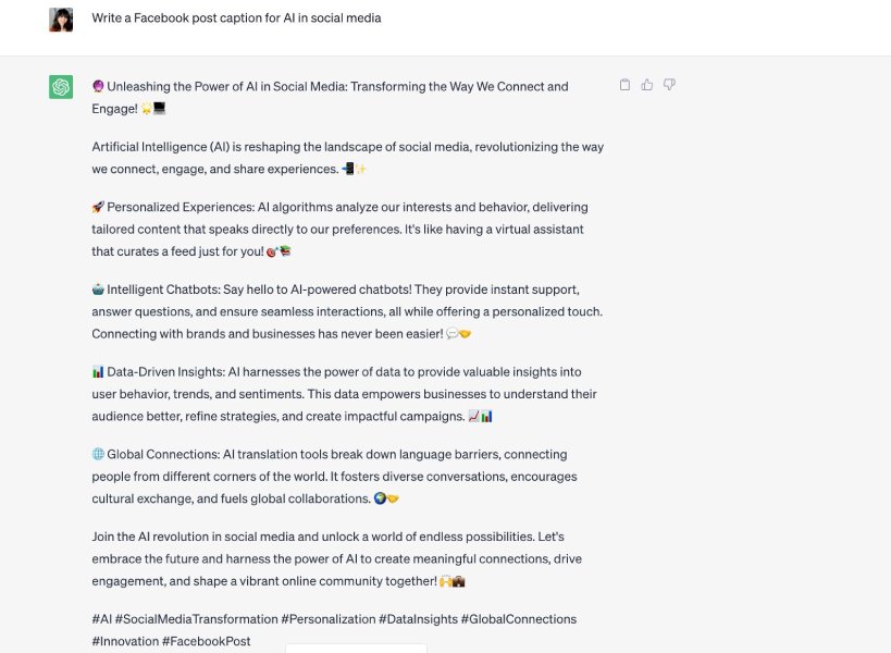 Free Ai social media post generator with ChatGPT prompt.