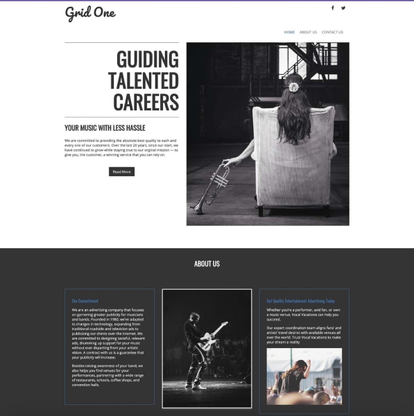 Website template for a music agency designed by DreamHost
