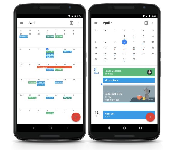 Google Calendars mobile view.