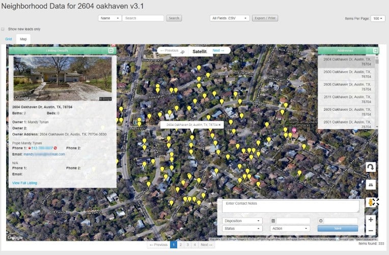 Screenshot of My +Plus Leads neighborhood search tool.
