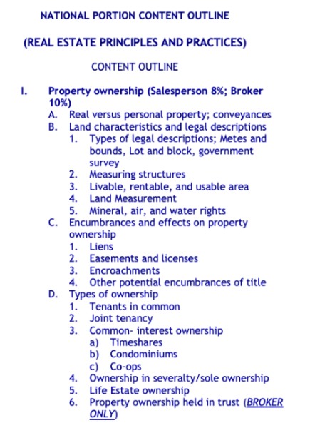 Ohio real estate candidate handbook National content outline.