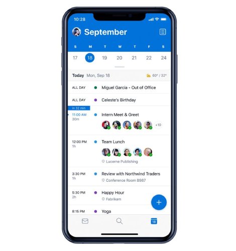 How Outlook Calendar looks on a mobile device.