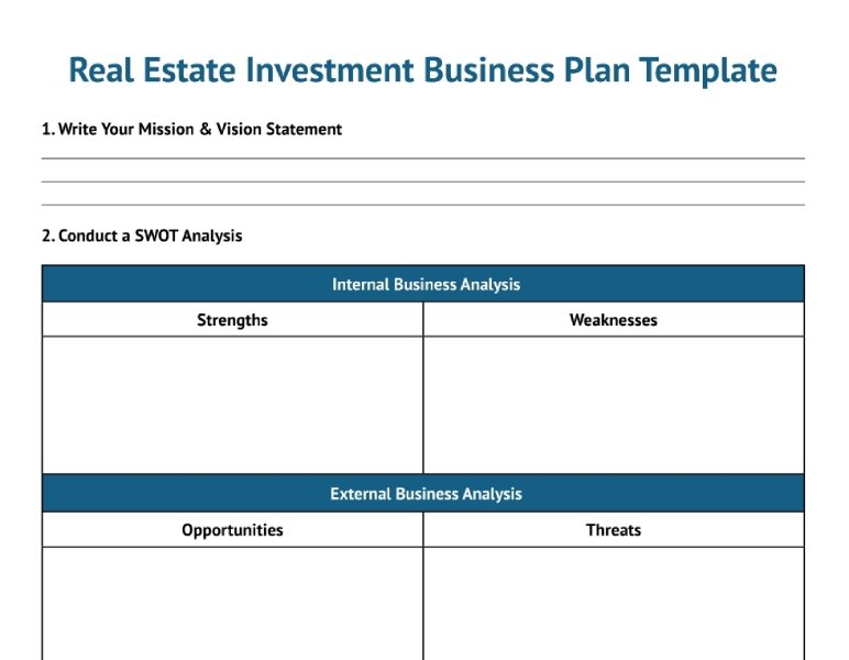 Preview of Real Estate Investment Business Plan template.