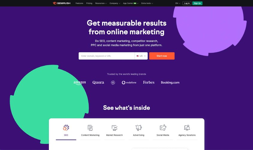 Semrush’s website homepage.