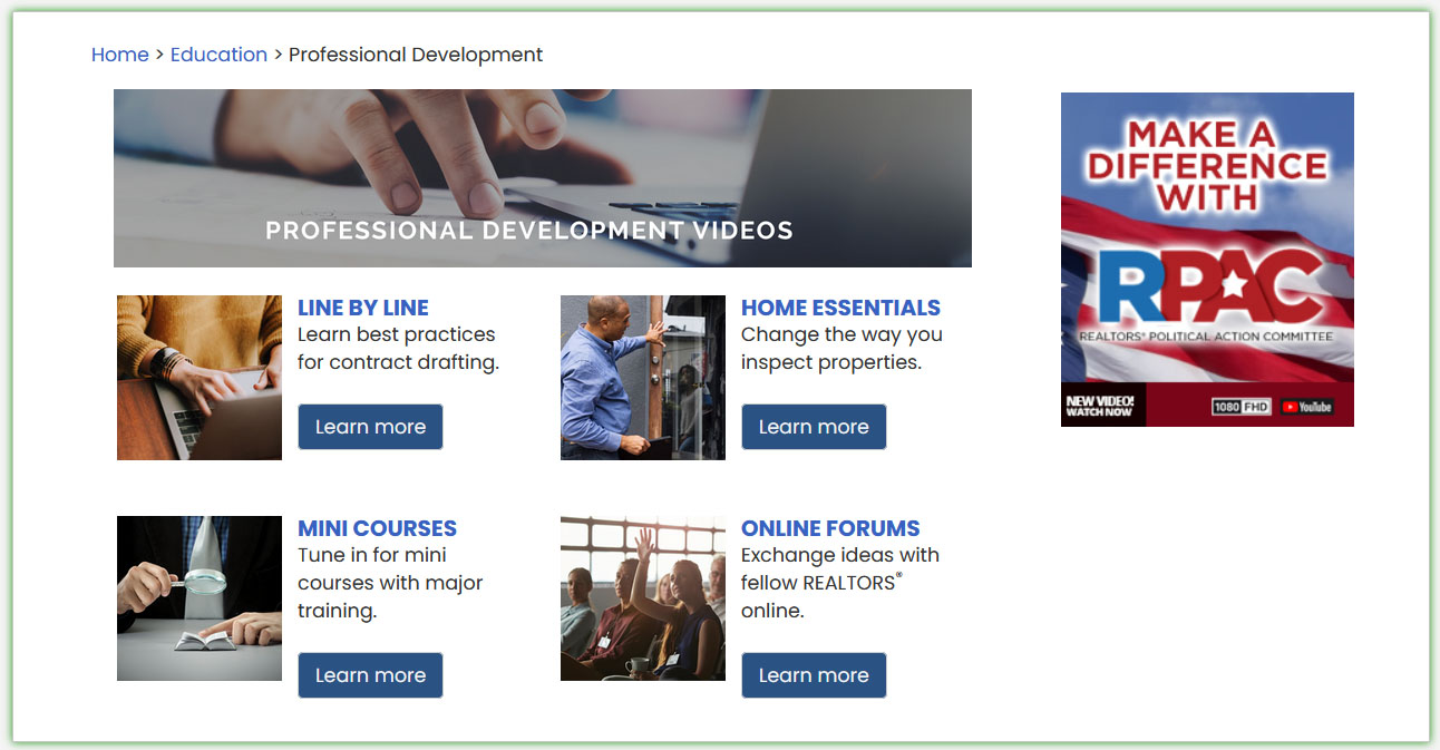 A directory of add-on professional development courses.
