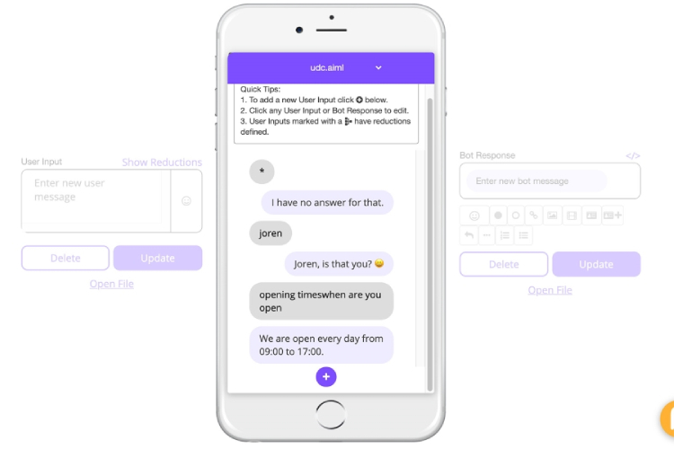 An example of how to create chatbots in Pandorabots.