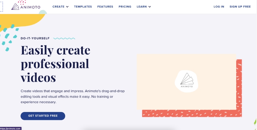 Animoto's home page.