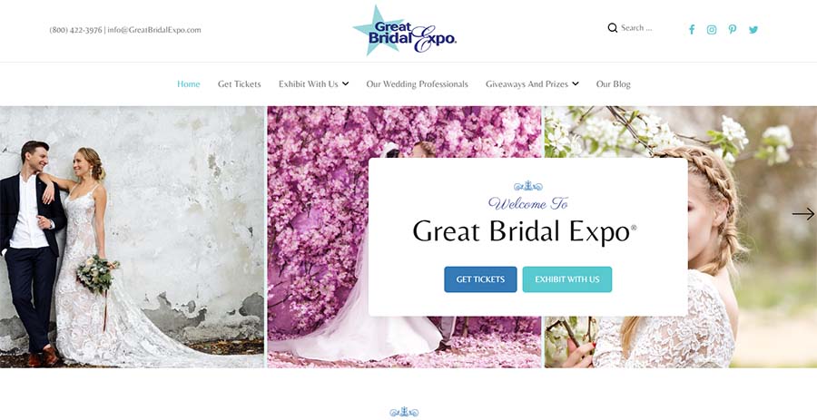 Great Bridal Expo home page.