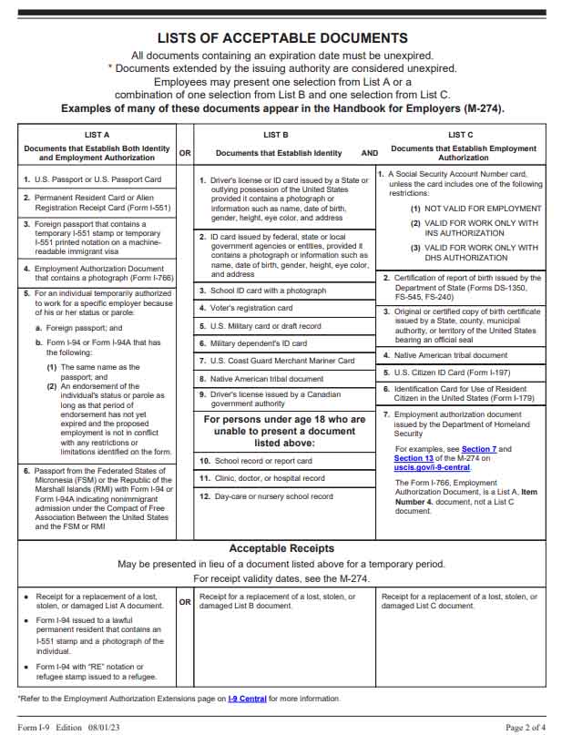 Acceptable I9 Documents 2024 Jami Rickie