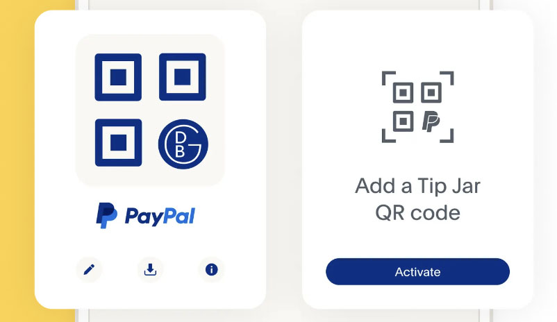 PayPal qr code sample for payment and tipping.
