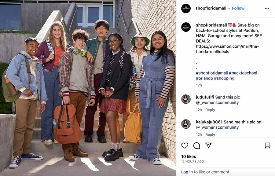 Retail Brand Instagram announcing back to school promotion.