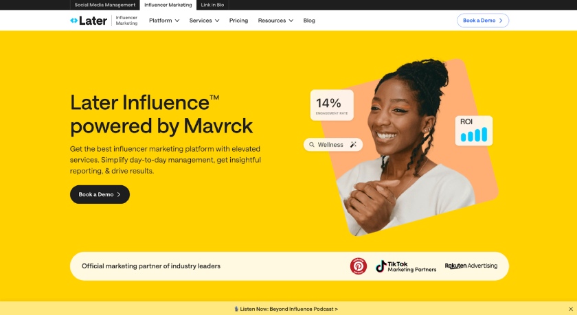 The Later Influence home page.