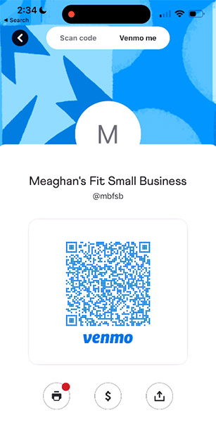 Venmo business QR code.