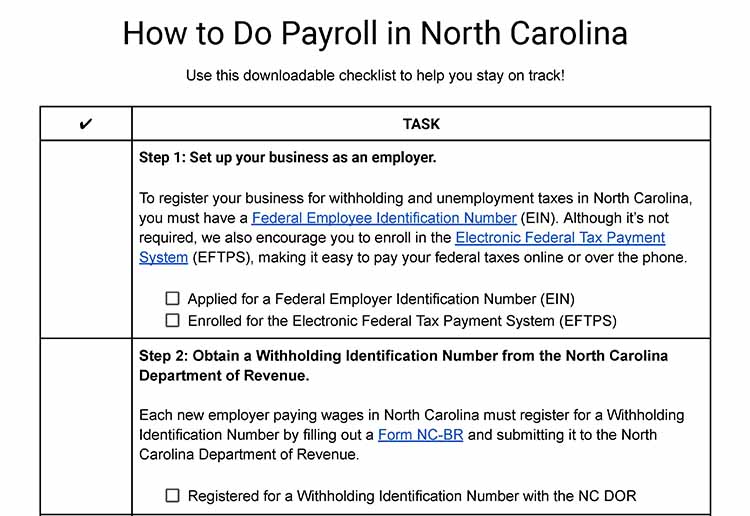 How to do payroll in North Carolina.