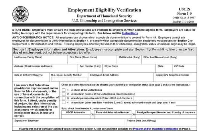 I 9 Form Definition And Legal Requirements 1969