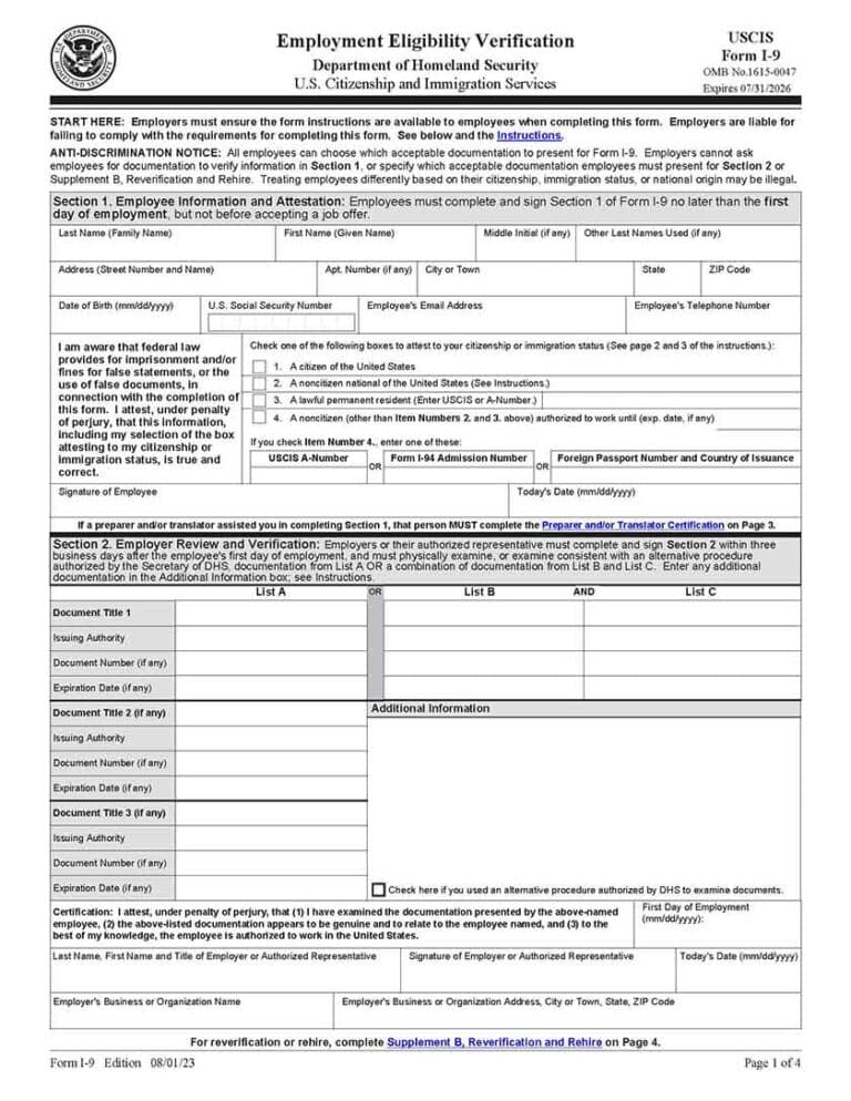 Printable I 9 Form For 2025 Ettie