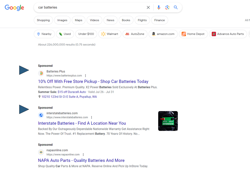 An example of franchises using Google PPC advertising