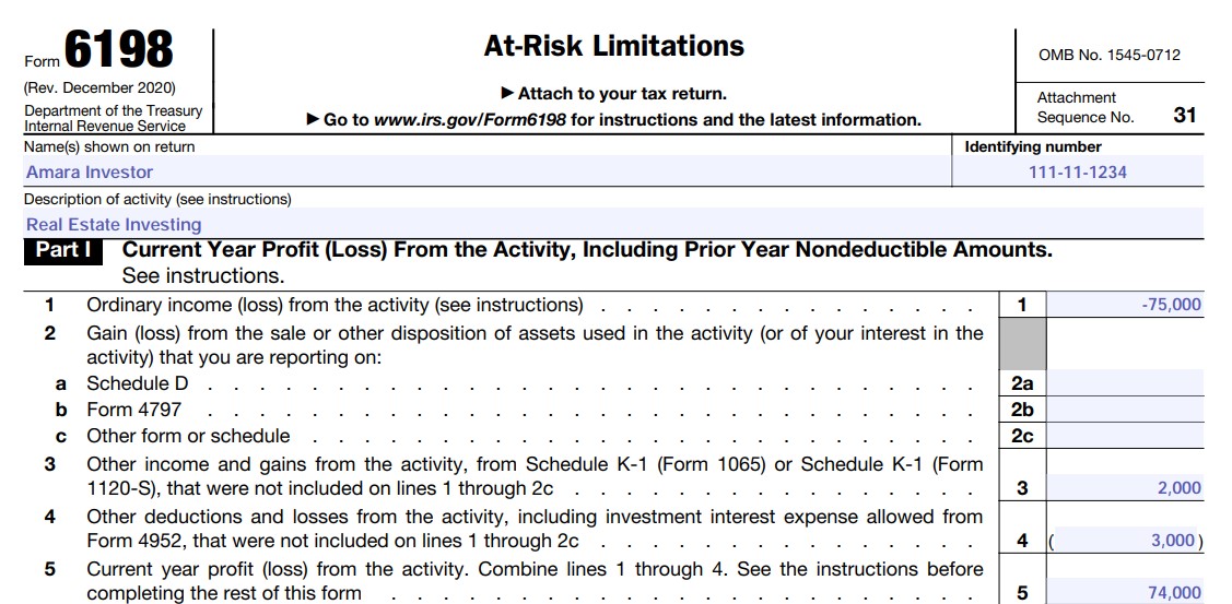 How To Fill Out Form 6198: Instructions & Example